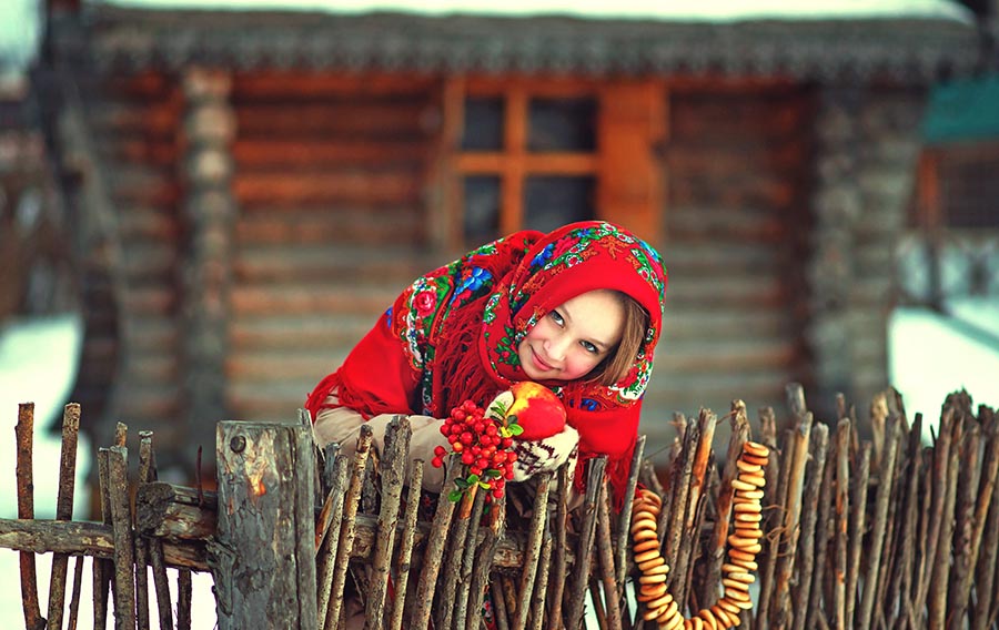 Sexy girl Women in Slavic costumes in Leeds